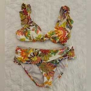 Bleu Rod Beattie 2 piece Swim Bikini Set Size 4 Floral
